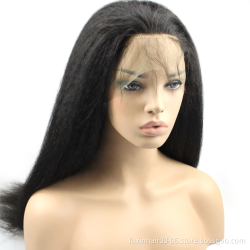 Hairstyles Human Hair Full Lace Wig Remy Hair WEAVING Machine Nature Indonesia Ebony Yaki Perm Straight Swiss Lace Natural Color
